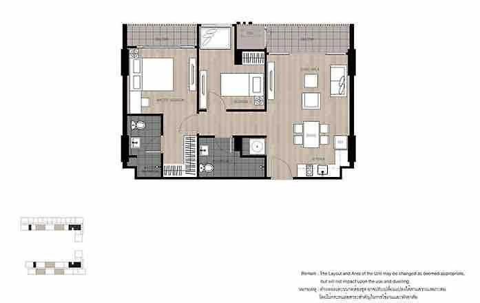 อพาร์ทเม้น The Base - Spacious 70sqm, 2 Bedroom, 2 Bathroom, Penthouse - Centre - 592 *