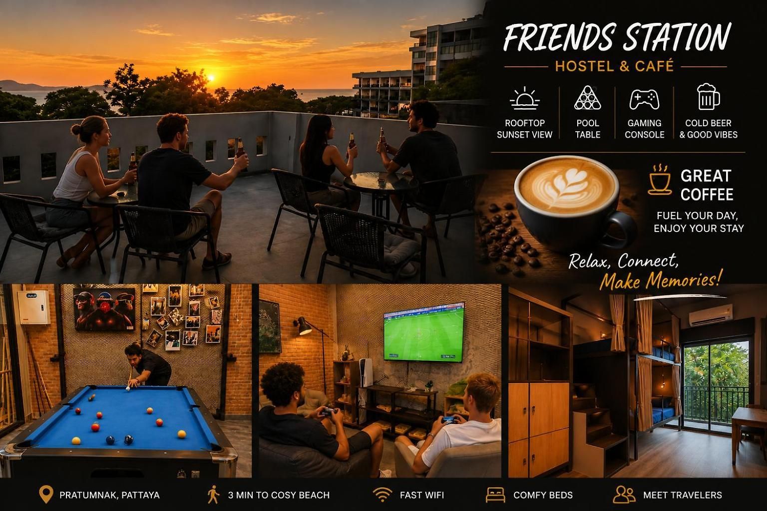 ที่พัก Friends Station & Cafe Pattaya