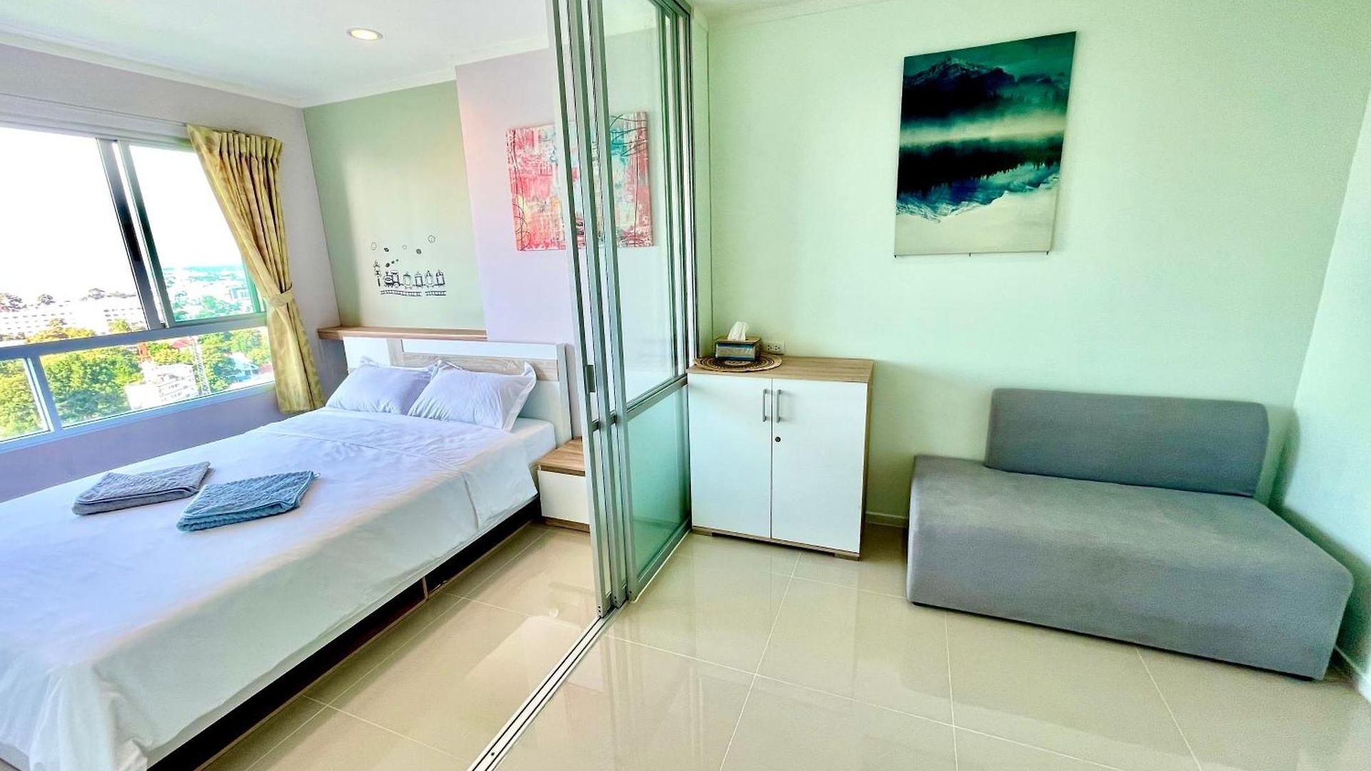 Hotel Nl-市区高层海景公寓-门口有双条车-室内设施齐全-近 Terminal 21-免费游池和健身-lumpini *