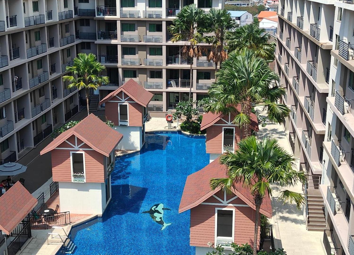 Apartment 芭堤雅市中心 阿卡迪亚2期 近步行街和海滩的水系公寓 泳池景观 可带榴莲和山竹 阳台可吸烟 *