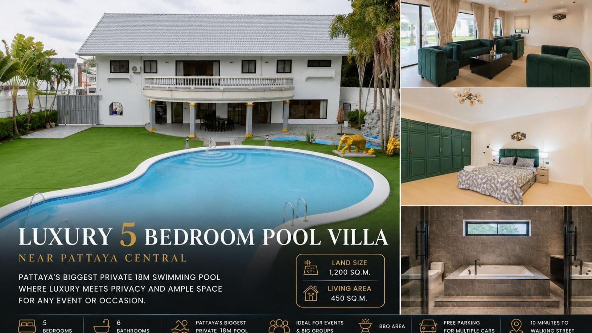 Luxury 5 Bedroom Private Party Pool *