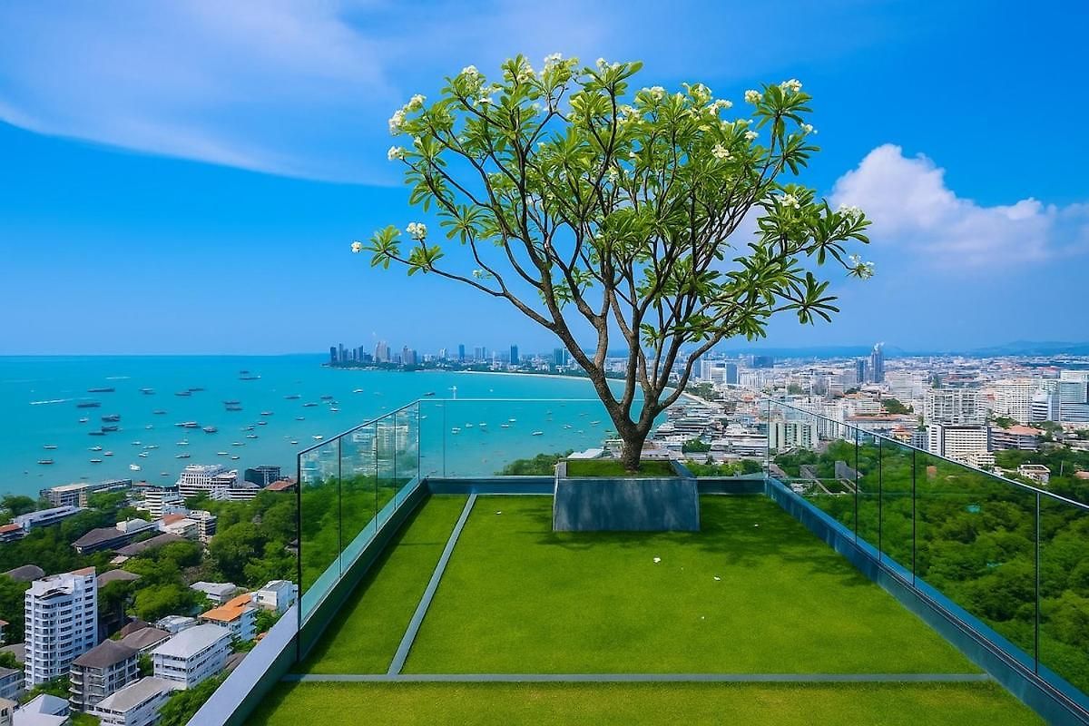 Luxury Balcony View With Open Sky And Greenery Apartment Pattaya