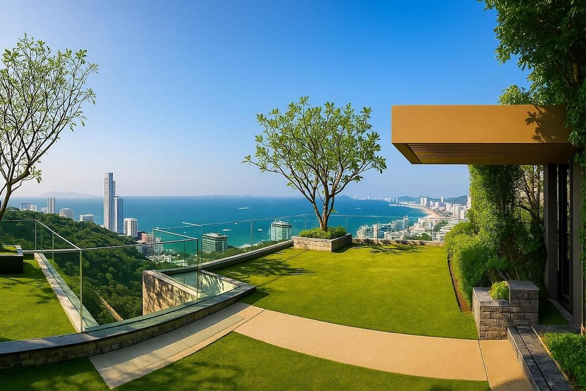 Luxury Balcony View With Open Sky And Greenery