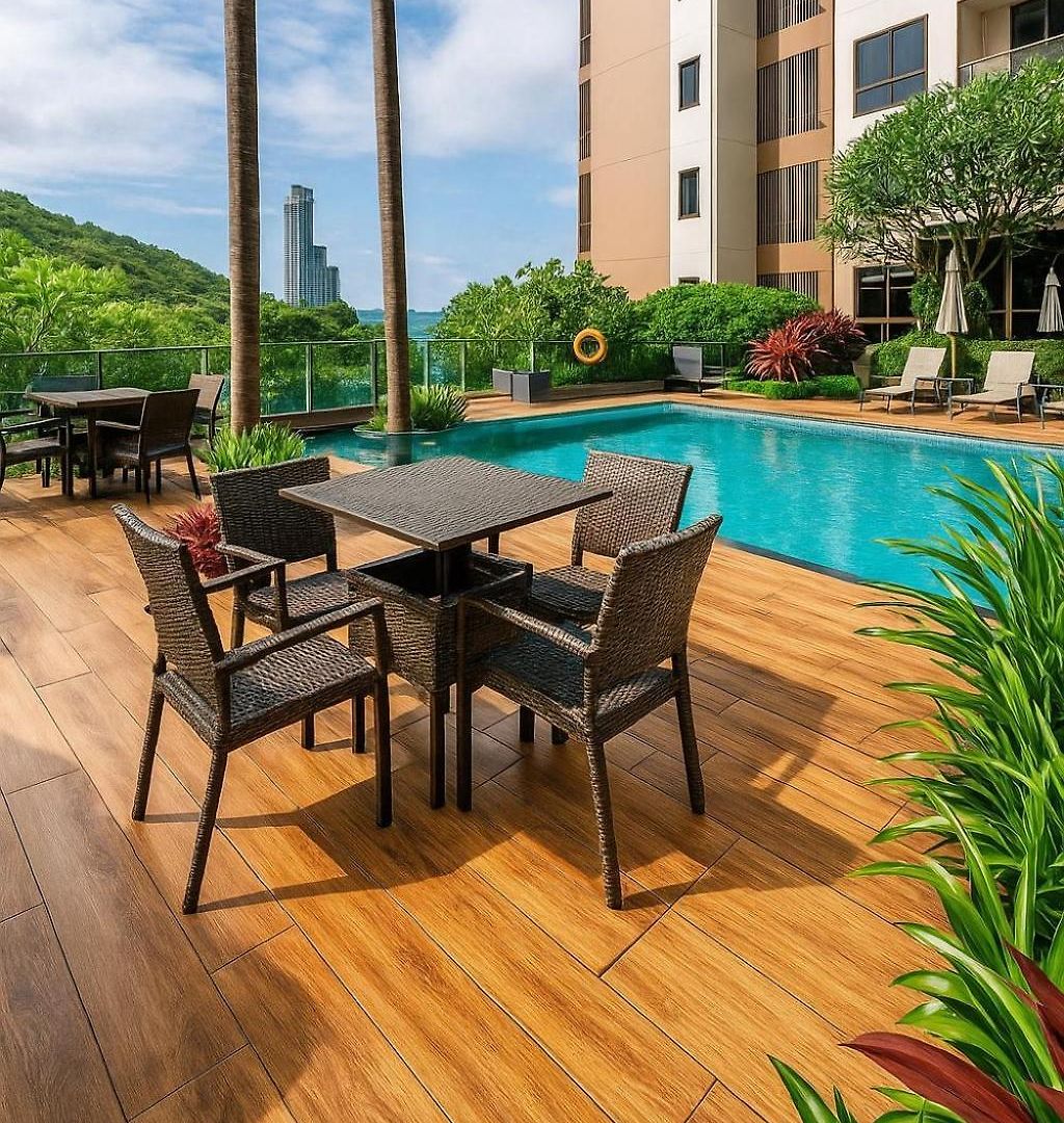 Luxury Balcony View With Open Sky And Greenery