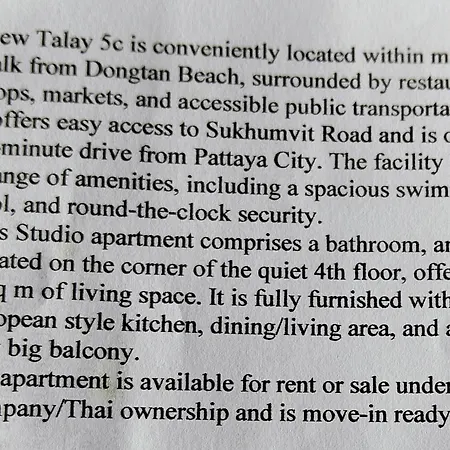View Talay 5c 115b Minimum 29 Nights Pattaya