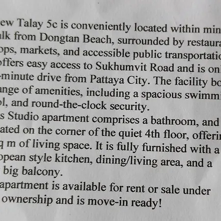 View Talay 5c 115a Minimum 29 Nights อพาร์ทเม้น Pattaya