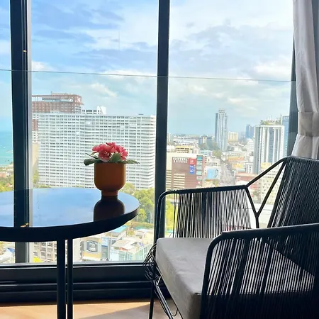 芭提雅海滩公寓预定 高层海景房 免费健身房 临近海滩 23f * Pattaya
