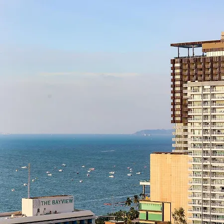 芭提雅 市中心 海景酒店公寓预订 无边泳池 海滩 日光浴 健身房21f *